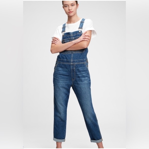 GAP Denim - Straight Leg Overalls - Medium Indigo